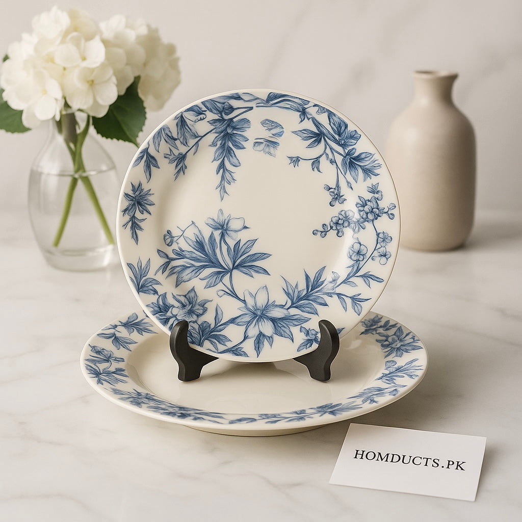 Terrace Blue Floral 18-Piece Dinner Plate Set – Premium Porcelain Tableware