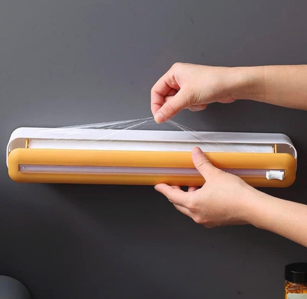 Cling Wrap Dispenser with Cutter – Kitchen Film Storage Organizer