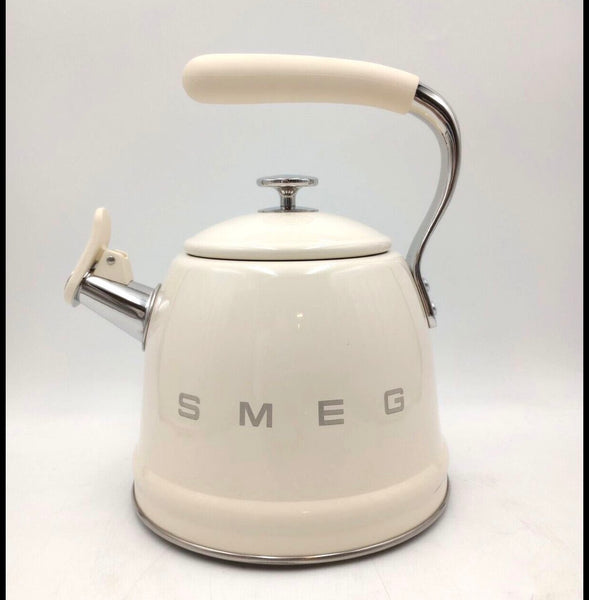 SMEG Retro Whistling Kettle – Cream White Premium Stainless Steel Stovetop Tea Kettle