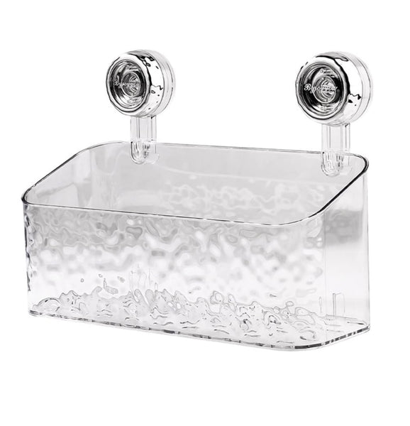 Premium Transparent Wall-Mounted Bathroom Organizer – Double Layer Suction Shelf