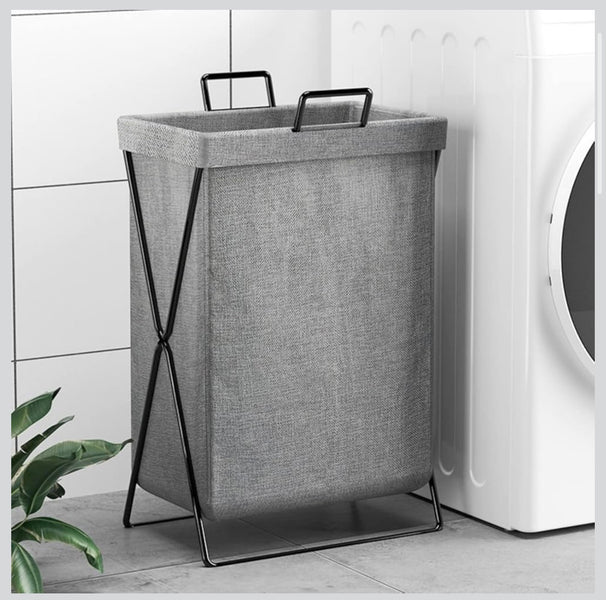 Foldable Fabric Laundry Basket with Metal Frame – Modern Clothes Storage Hamper