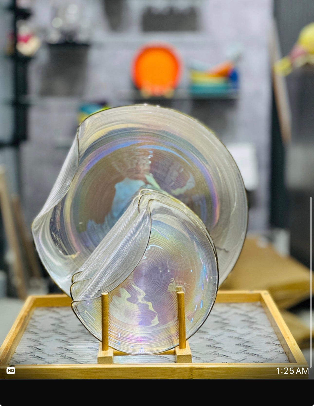 Luxury Handmade 7-Piece Iridescent Serving Set with Gift Box – Elegant Serving Plate & Quarter Plates Set