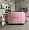 SMEG 2-Slice Retro Toaster – Pastel Pink Premium Stainless Steel Bread Toaster with Multi-Function Controls