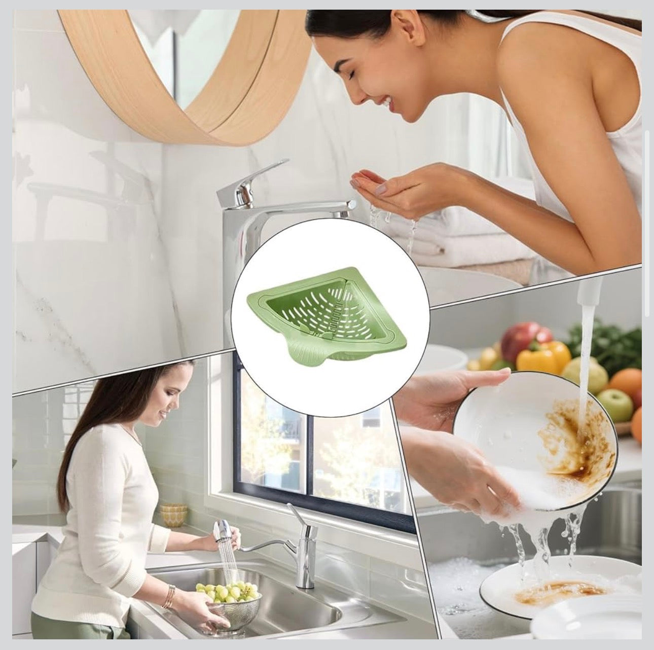 Premium Corner Sink Strainer Basket – Multi-Purpose Kitchen Drain Organizer