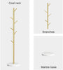 Luxury Tree-Style Standing Coat Rack with Marble Base – Multi Hook Organizer for Bags, Clothes & Accessories