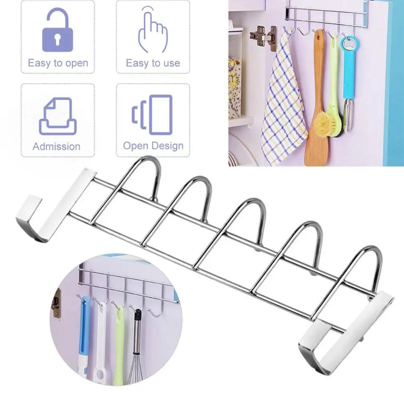 Premium Over-the-Cabinet Hook Rack – Multi-Purpose Hanging Organizer