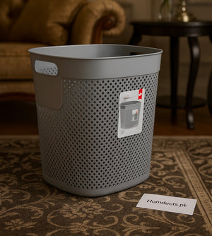Ziba Premium Ventilated Laundry Hamper – Large Plastic Clothes Basket with Handles (Grey)