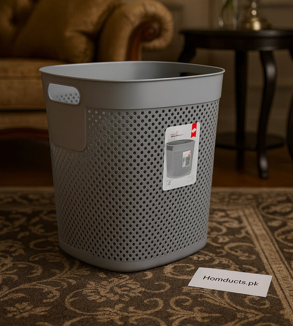 Ziba Premium Ventilated Laundry Hamper – Large Plastic Clothes Basket with Handles (Grey)