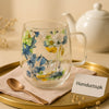 Luxury Floral Infused Glass Mug – Premium Transparent Tea Cup