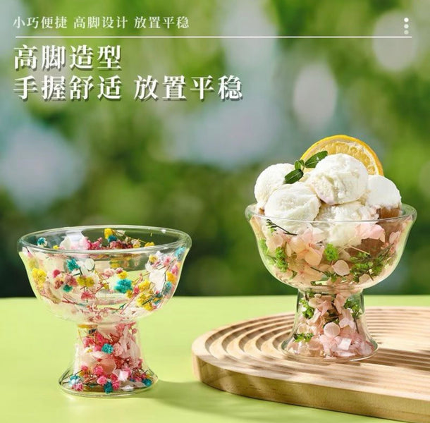 Luxury Crystal Pedestal Dessert Bowl – Elegant Double Layer Serving Cup (1 Pc)