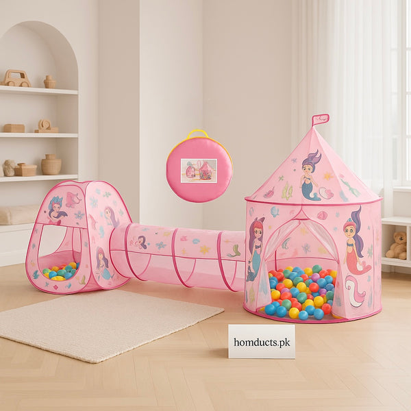 Luxury Pink Kids’ Play Tent with Tunnel & Ball Pit