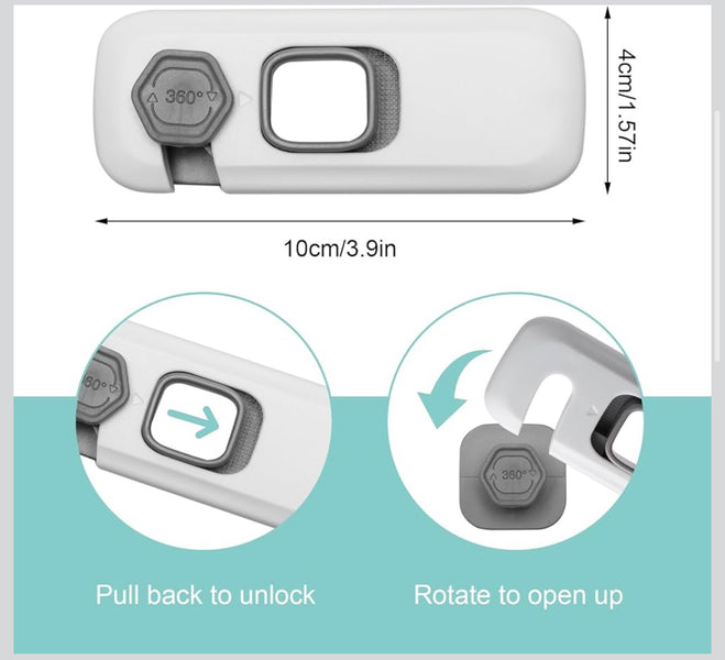 Child Safety Wardrobe Lock – Self Adhesive Cabinet & Drawer Lock for Children