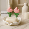 Cute Flower Soap Dish Holder – Plastic Bathroom Soap Tray with Dual Drainage | Homducts.pk