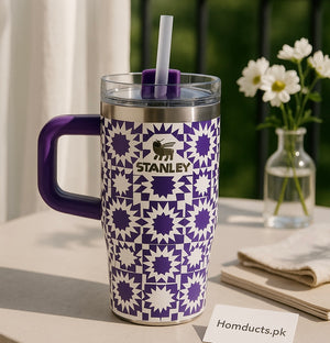 Stanley 20 oz Purple Sunburst Tumbler with Straw | Premium Stainless Steel Mug