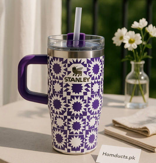 Stanley 20 oz Purple Sunburst Tumbler with Straw | Premium Stainless Steel Travel Mug