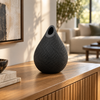 Diamond Lattice Teardrop Decorative Vase - Black