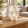 Sculptural Wave Textured Decorative Vase - Ivory