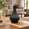Spiral Ribbed Decorative Flower Vase - Black