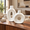 Radial Ribbed Ring Vase Set – 2 Pieces