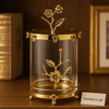 Luxury Gold Floral Glass Storage Jar – Decorative Crystal Jar for Home Décor