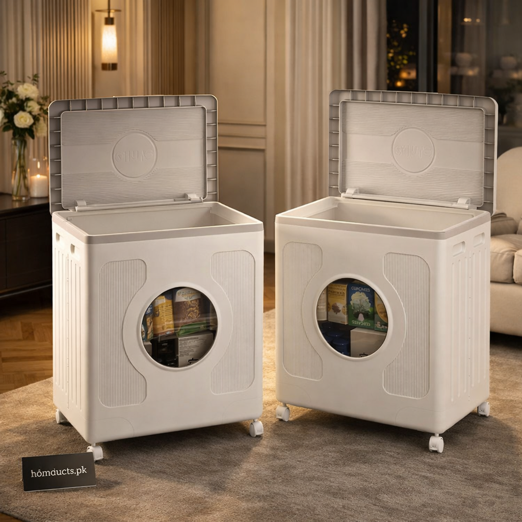 Premium Foldable Storage Organizer Box with Wheels & Viewing Window