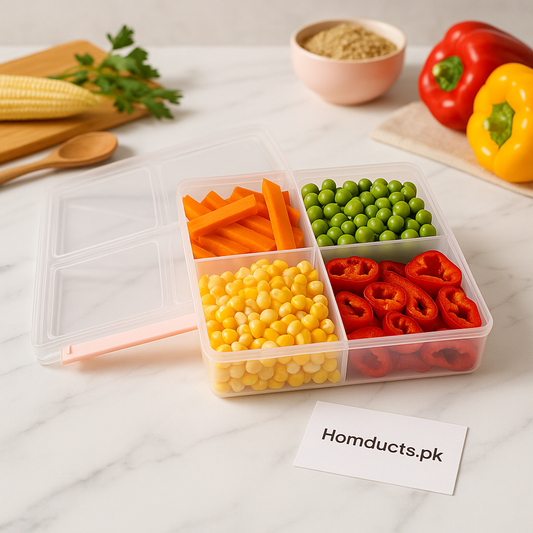 Limon Premium 4-Grid Food Storage Organizer – Airtight Multi-Partition Fresh Keeper