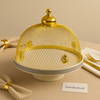 Luxury Golden Mesh Food Cover with Base – Premium Table Serving Dome