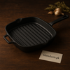 Prestige 25cm Cast Iron Grill Pan – Heavy Duty Square Grill Skillet for Steaks, BBQ & Indoor Grilling
