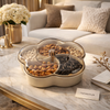 Modern 5-Compartment Serving Tray with Clear Lids - Keep Snacks Fresh & Organized