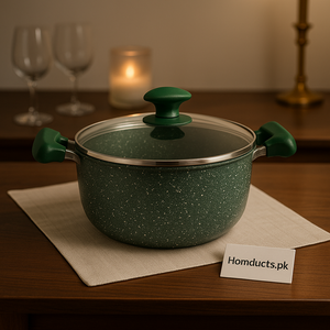 Prestige Premium Non-Stick Marble Casserole Pot with Glass Lid – Heavy Duty Cooking Pan