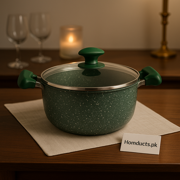 Prestige Premium Non-Stick Marble Casserole Pot with Glass Lid – Heavy Duty Cooking Pan