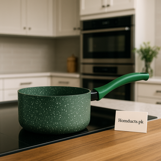 Prestige Premium Non-Stick Granite Saucepan – Heavy Base | Green Marble Coating