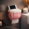 Luxury 3-in-1 Wall Mounted Tissue Box with Phone Holder & Storage Tray – Punch-Free Bathroom Organizer
