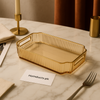 Luxury Ribbed Acrylic Serving Tray – Premium Golden Rectangular Organizer for Kitchen & Dining | Homducts.pk