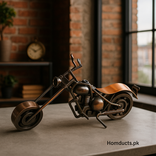 Vintage Handmade Metal Motorcycle Showpiece – Industrial Rustic Table Decor (9 inch)