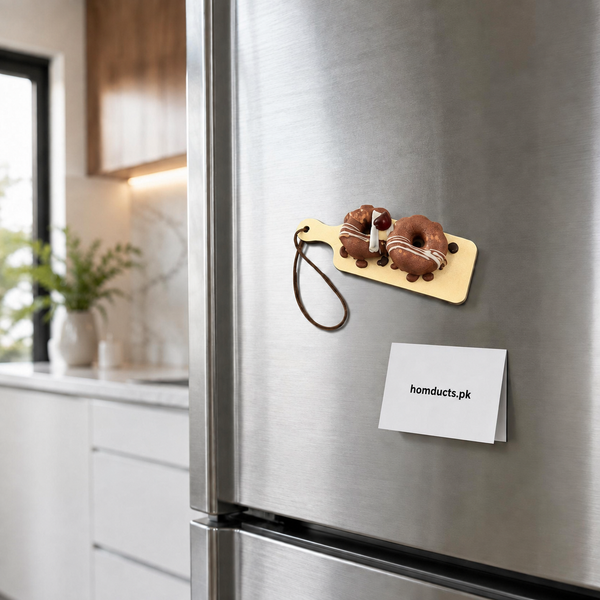 3D Chocolate Donut & Ice Cream Decorative Fridge Magnet with Hanging Loop – 1 Pc