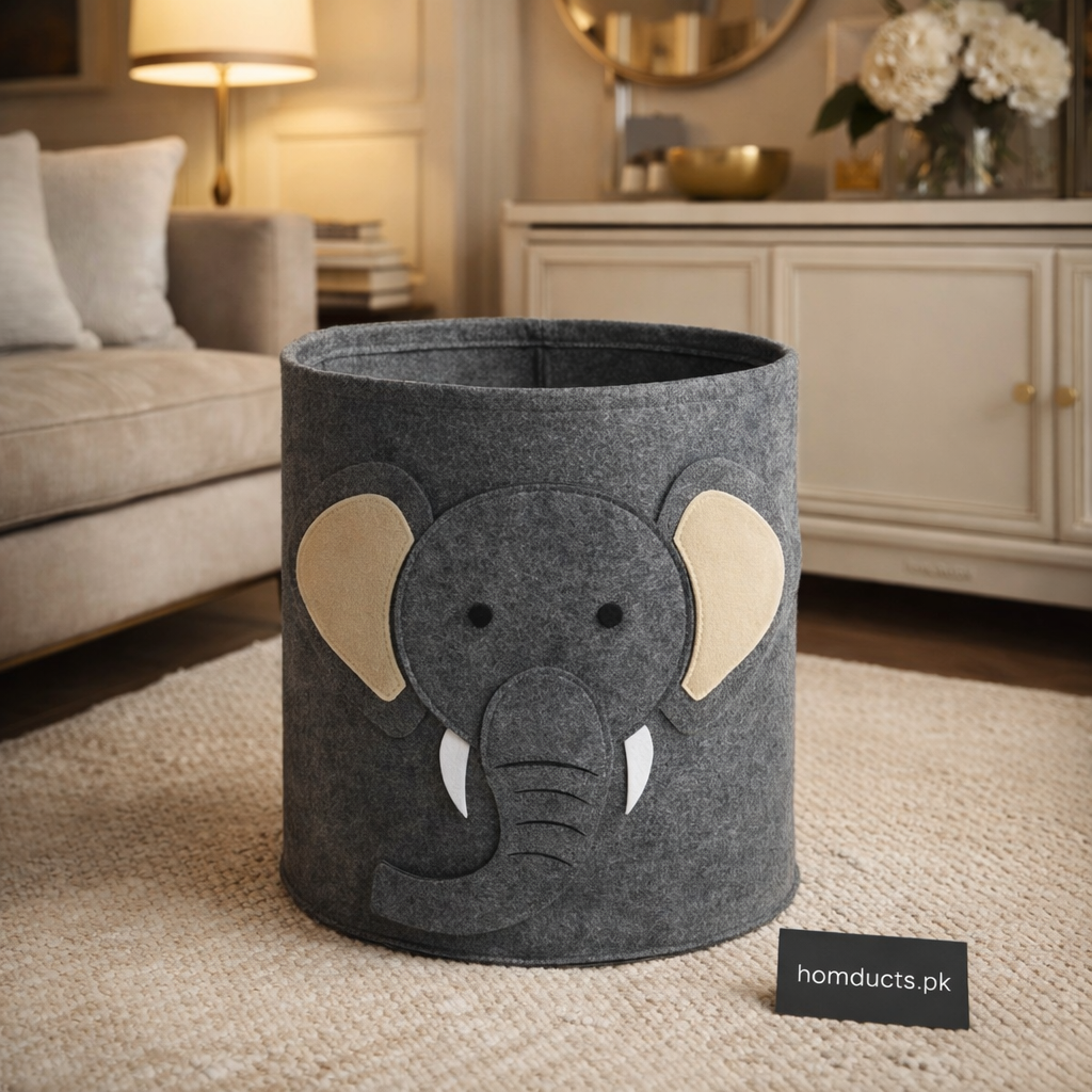 Premium Kids Animal Print Storage Basket – Foldable Toy Organizer Bin (1 Pc