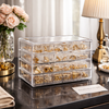 Clear Acrylic 3-Layer Jewelry Organizer Box Drawer Storage Case for Earrings, Rings & Accessories
