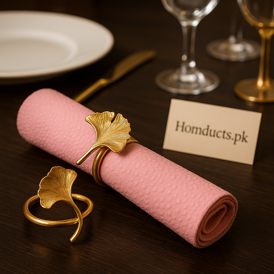 Luxury Gold Ginkgo Leaf Napkin Rings – Elegant Table Decor Set for Dining & Events