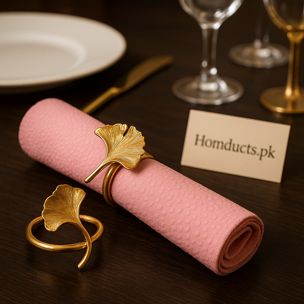 Luxury Gold Ginkgo Leaf Napkin Rings – Elegant Table Decor Set for Dining & Events