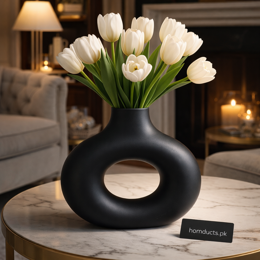 Modern Donut Shape Decorative Flower Vase – Elegant Minimalist Table Centerpiece