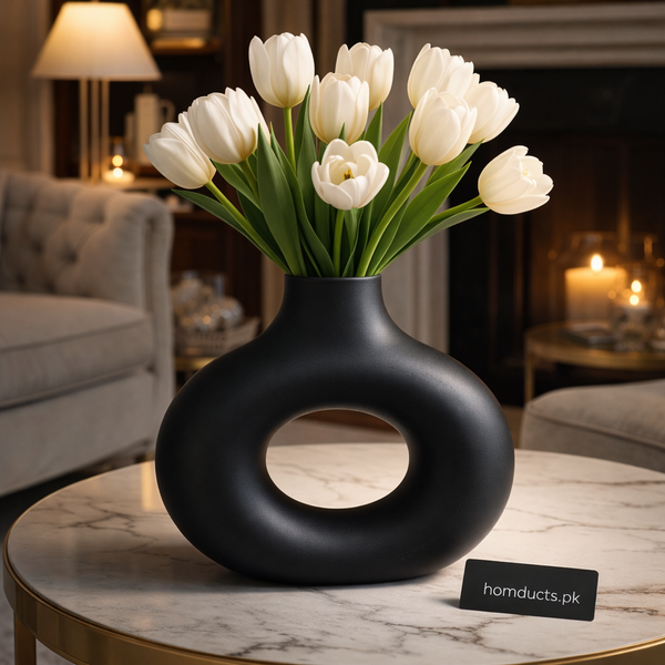Modern Donut Shape Decorative Flower Vase – Elegant Minimalist Table Centerpiece