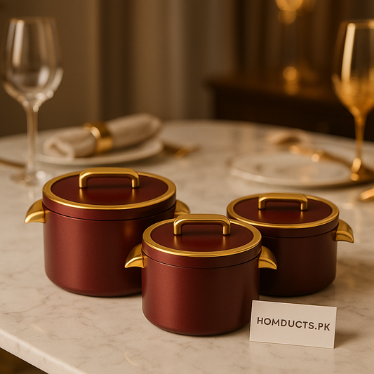 Premium 3-Piece Insulated Hotpot Set – 1000ml, 2000ml, 3500ml | Double Wall Thermal Food Server