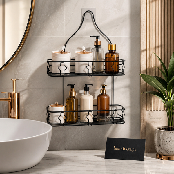 Luxury Wall-Mounted Double Layer Bathroom & Kitchen Storage Rack Organizer