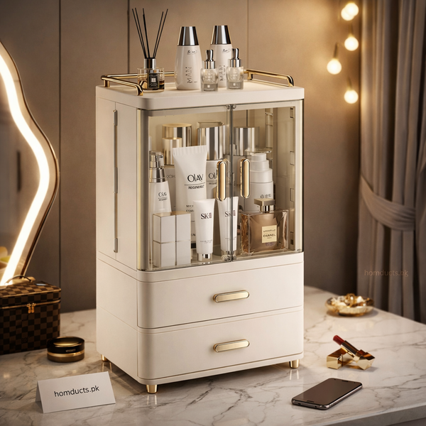 LUXORMOVE: Large Capacity Cosmetic & Skincare Storage Box - Desktop Makeup Organizer