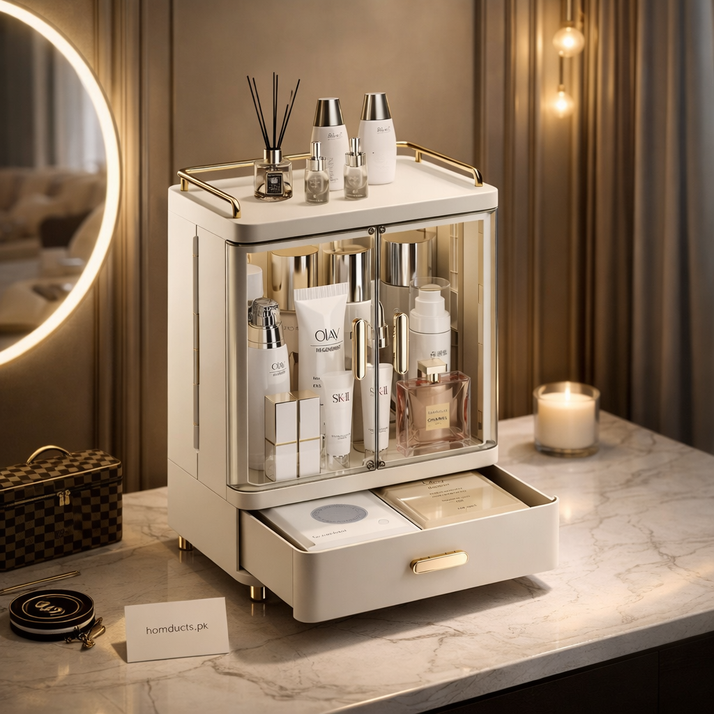 LUXORMOVE: Large Capacity Cosmetic & Skincare Storage Box - Desktop Makeup Organizer