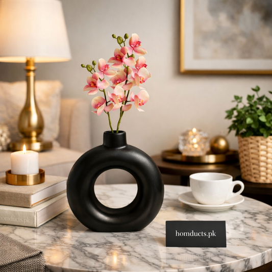 Modern Donut Shape Decorative Flower Vase – Elegant Minimalist Table Centerpiece