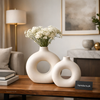 Modern Donut Shape Decorative Flower Vase – Minimalist Ceramic Centerpiece for Home & Office Décor