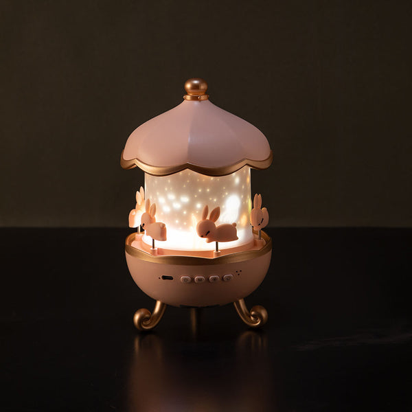 Cute Bunny Carousel Night Lamp – Soft LED Nursery Light, Rotating Rabbit Lamp for Kids & Home Décor