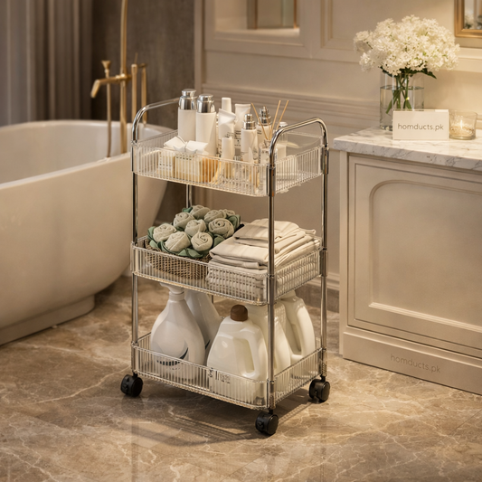 Acrylic Kitchen And Bathroom Storage Trolly